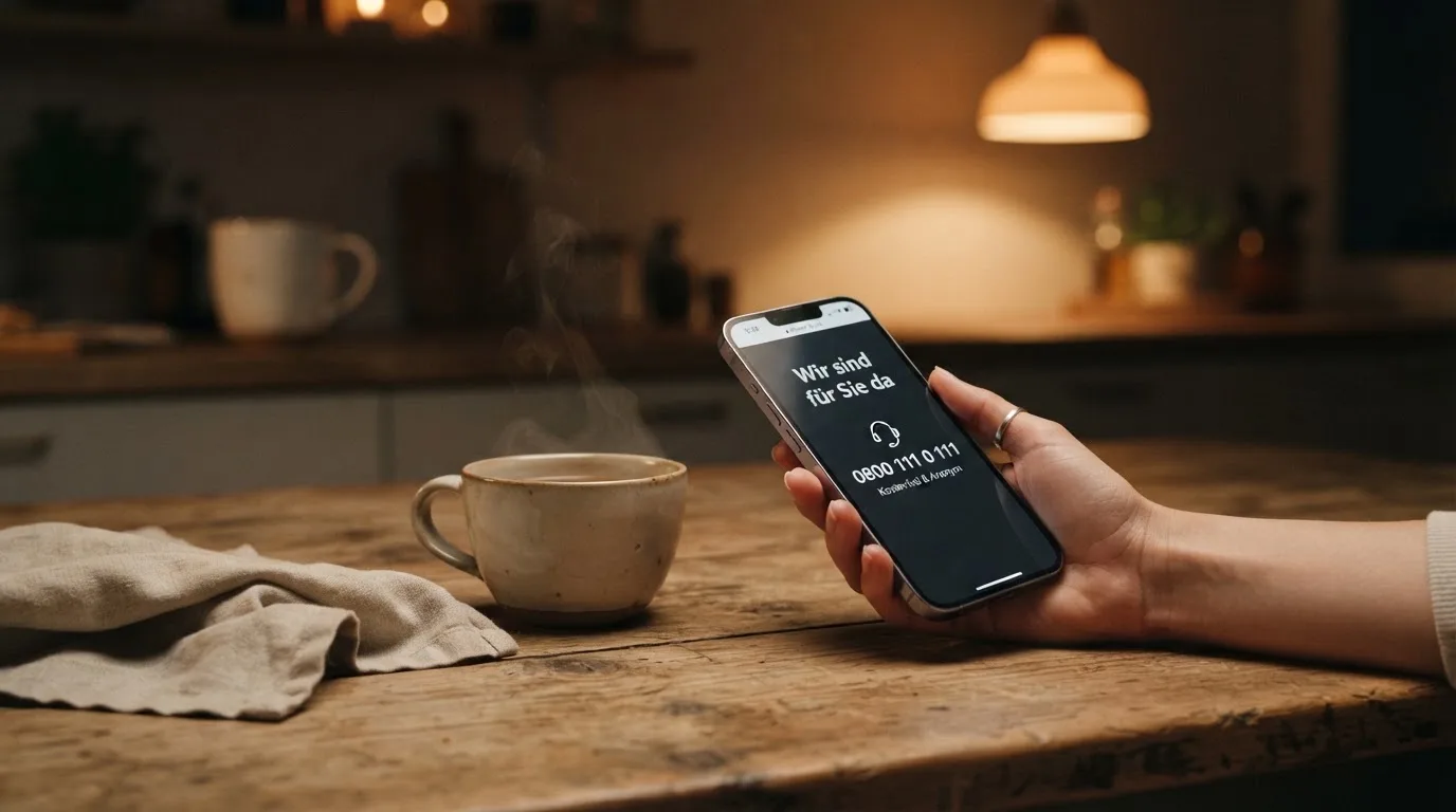 Hand hält ein Smartphone, daneben eine Tasse Tee, ruhige Abendstimmung am Küchentisch — beste online casinos mit österreichischer lizenz